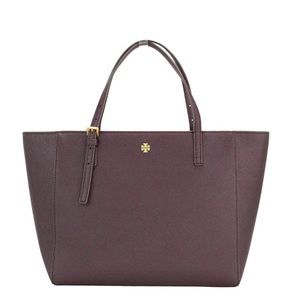 Tory Burch Emerson Small Tempranillo Saffiano Leather Tote Handbag